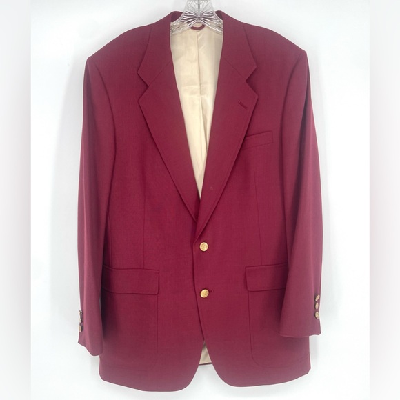 VTG Hart Schaffner Marx Jack Nicklaus Burgundy Blazer Gold Golf Bear Buttons